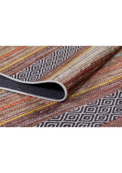 Seversk Kahverengi Çizgili Polyester Dijital Baskı Halı
