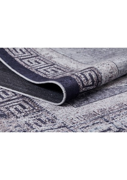 Zlatoust Antrasit Çerçeveli Polyester Dijital Baskı Halı