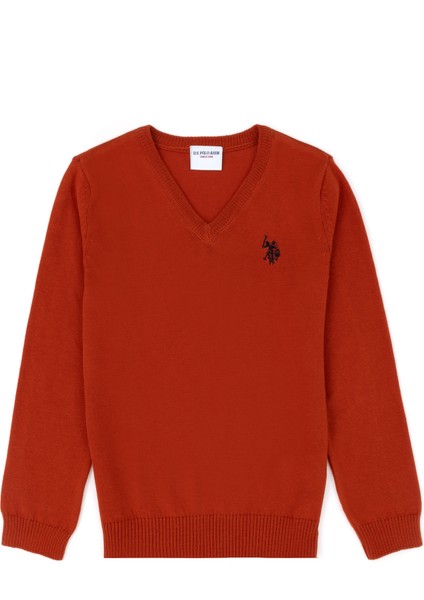 U.S. Polo Assn. Erkek Çocuk Kiremit Triko Kazak 50275849-VR031