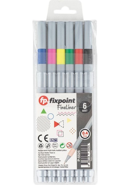 Fineliner Kalem Gri Gövde 6'lı Fixpoint P-5525