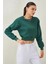 Tena Moda Kadın Nefti Bisiklet Yaka Üç Iplik Oversize Crop Sweatshirt 3