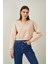 Tena Moda Kadın Taş Bisiklet Yaka Üç Iplik Oversize Crop Sweatshirt 1