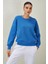 Tena Moda Kadın Mavi Bisiklet Yaka Üç Iplik Basic Sweatshirt 1