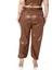Büyük Beden Paçası Büzgü Detaylı Deri Kahverengi Pantolon 3