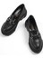 Oval Burunlu Metal Tokalı Trak Tabanlı Kadın Loafer 1