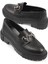 Kadın Günlük Loafer Suni Deri Oval Burunlu Metal Tokalı 6 cm 5