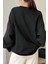 Kadın Siyah Spectacular Baskılı 0 Sıfır Yaka Oversize Salaş Bol Kesim Polar Sweatshirt 4