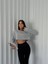 Kadın Bisiklet Yaka Oversize Sweatshirt Crop 1