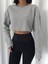 Kadın Bisiklet Yaka Oversize Sweatshirt Crop 5