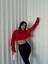 Kadın Bisiklet Yaka Oversize Sweatshirt Crop 1