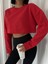 Kadın Bisiklet Yaka Oversize Sweatshirt Crop 3