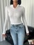 Kadın Yarım Fermuarlı Fitilli Crop Bluz 2