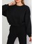 Kadın Siyah Oversize Crop Sweatshirt 4