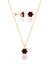 Lotus Çiçeği Gümüş Yakut Taşlı Rose Set Küpe Kolye SET-426 1