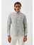Erkek Desenli Gömlek Haki Floral Baskı Slim Fit Düğmeli Yaka Logo Detay Poplin 7181 1