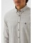 Erkek Desenli Gömlek Haki Floral Baskı Slim Fit Düğmeli Yaka Logo Detay Poplin 7181 3