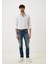 Erkek Pamuk Gömlek Beyaz Balıksırtı Desenli Slim Fit Düğmeli Yakalı Logo Detaylı 7279 2