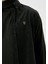 Erkek Kadife Gömlek Siyah %100 Pamuk Düğmeli Yaka Slim Fit Logo Detaylı 7980 3
