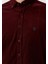 Erkek Kadife Gömlek Bordo %100 Pamuk Düğmeli Yaka Slim Fit Logo Detaylı 7980 4