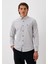 Erkek Desenli Gömlek Mavi Baskılı Slim Fit Düğmeli Yaka Arma Logo Detay Poplin 7182 1