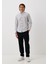 Erkek Desenli Gömlek Mavi Baskılı Slim Fit Düğmeli Yaka Arma Logo Detay Poplin 7182 2