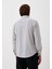 Erkek Desenli Gömlek Mavi Baskılı Slim Fit Düğmeli Yaka Arma Logo Detay Poplin 7182 3
