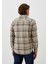 Erkek Flanel Gömlek Bej Ekose Desenli Slim Fit Düğmeli Yaka Oduncu 7265 3