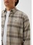 Erkek Flanel Gömlek Bej Ekose Desenli Slim Fit Düğmeli Yaka Oduncu 7265 4