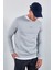 Bisiklet Yaka Basic Minimal Baskılı Sweat Boyama Gri 1