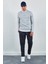 Bisiklet Yaka Basic Minimal Baskılı Sweat Boyama Gri 2