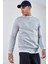 Bisiklet Yaka Basic Minimal Baskılı Sweat Boyama Gri 3