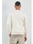 Bisiklet Yaka Basic Minimal Baskılı Sweat Ekru 5