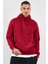 Kapüşonlu Basic Minimal Baskılı Sweat Bordo 1