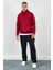 Kapüşonlu Basic Minimal Baskılı Sweat Bordo 3