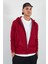 Kapüşonlu Fermuarlı Sweat Bordo 1