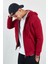Kapüşonlu Fermuarlı Sweat Bordo 2