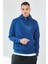 Kapüşonlu Basic Minimal Baskılı Sweat Marin 1