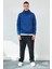 Kapüşonlu Basic Minimal Baskılı Sweat Marin 2