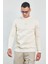 Bisiklet Yaka Basic Minimal Baskılı Sweat Ekru 3