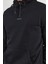 Kapüşonlu Basic Minimal Baskılı Sweat Siyah 4