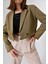 Haki Kruvaze Crop Blazer Ceket 4