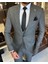 Italyan Stil Slim Fit Ceket Yelek Pantolon Takım Elbise Gri T10324 1