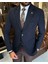 Italyan Stil Slim Fit Yün Karışımlı Mono Yaka Erkek Ceket Lacivert T9876 1