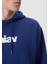 Erkek Mavi Logo Baskılı Kapüşonlu Mavi Sweatshirt 0S10001-70722 5