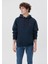 Erkek Mavi Logo Nakışlı Kapüşonlu Lacivert Sweatshirt 065809-29743 2