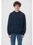 Erkek Mavi Logo Nakışlı Kapüşonlu Lacivert Sweatshirt 065809-29743 3