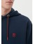Erkek Mavi Logo Nakışlı Kapüşonlu Lacivert Sweatshirt 065809-29743 5