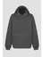 Koyu Gri Melanj Kapüşonlu Içi Şardonlu  Oversize Sweatshirt 5