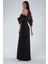 Siyah Kolları Şifon Yırtmaçlı Abiye 9705139.01 5