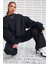 Sportswear Essential Collection Fleece Oversized Crew Kadın Sweatshirt Siyah 1